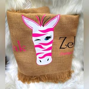 Pink Zebra Display Burlap Tablecloth New!!!